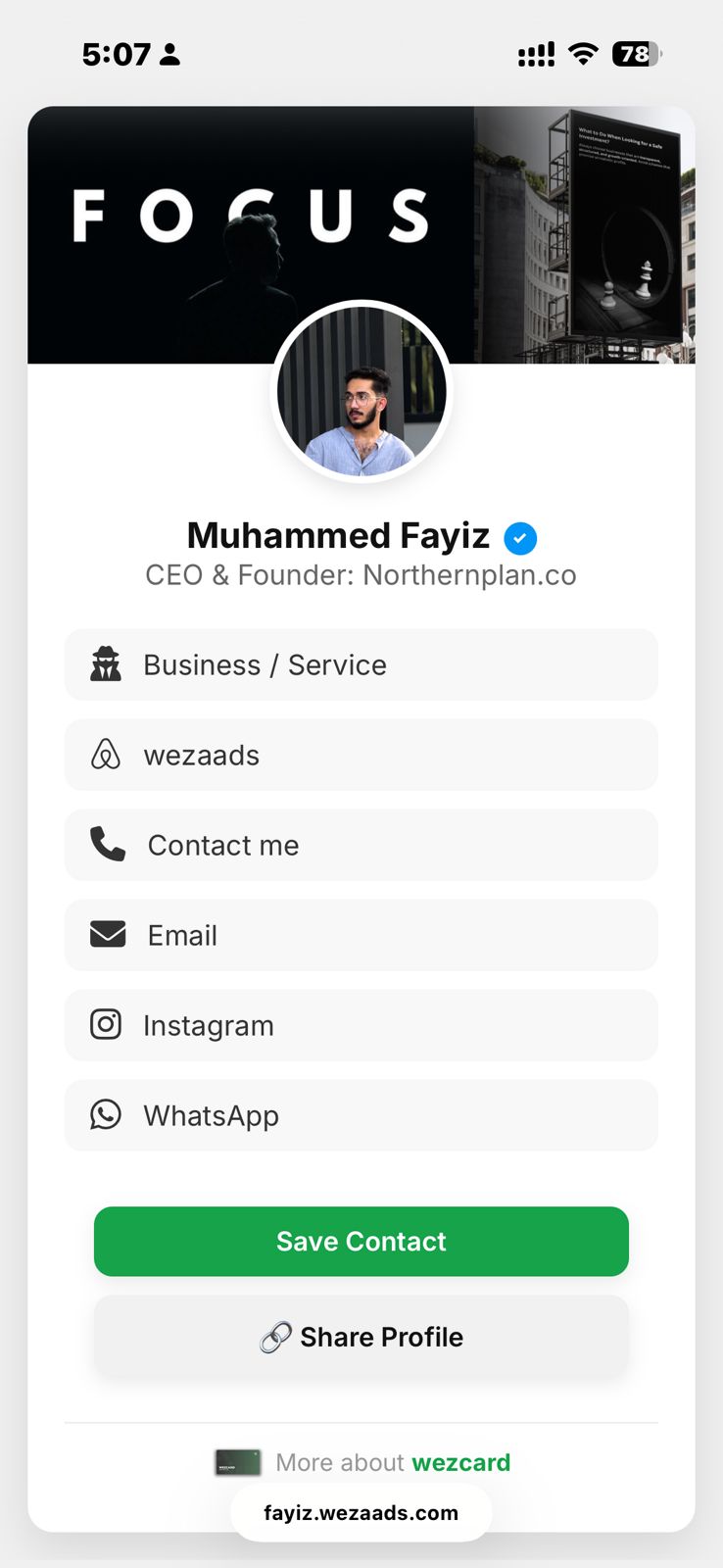 wezcard digital profile